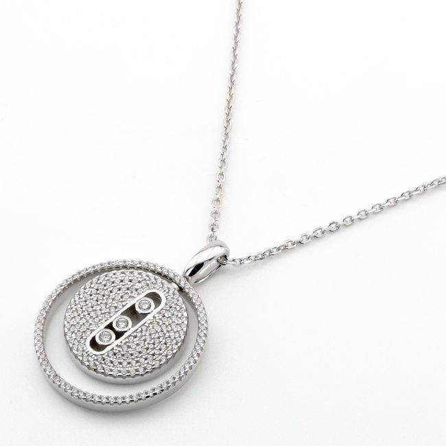 Серебряное колье с фианитами Двойной диск, KO14262, 45 размер
