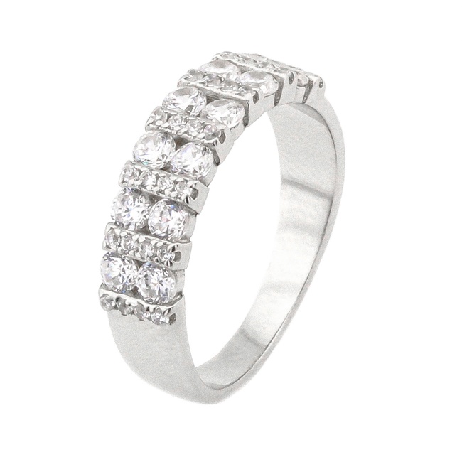 Серебряное кольцо вертикальные дорожки с фианитами K11588, 17,5 размер, 17-5, Белый