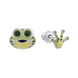 Детские серебряные сережки пусеты Лягушка с лапкой с эмалью зеленые 2105701006060501, Зеленый, UmaUmi Zoo