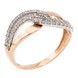 Золотое кольцо с белыми фианитами две дорожки волной КК11082, 17,5 размер, 17-5, Белый