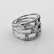 Срібний перстень широкий Чотири доріжки з білими фіанітами 11740-4, 16 розмір