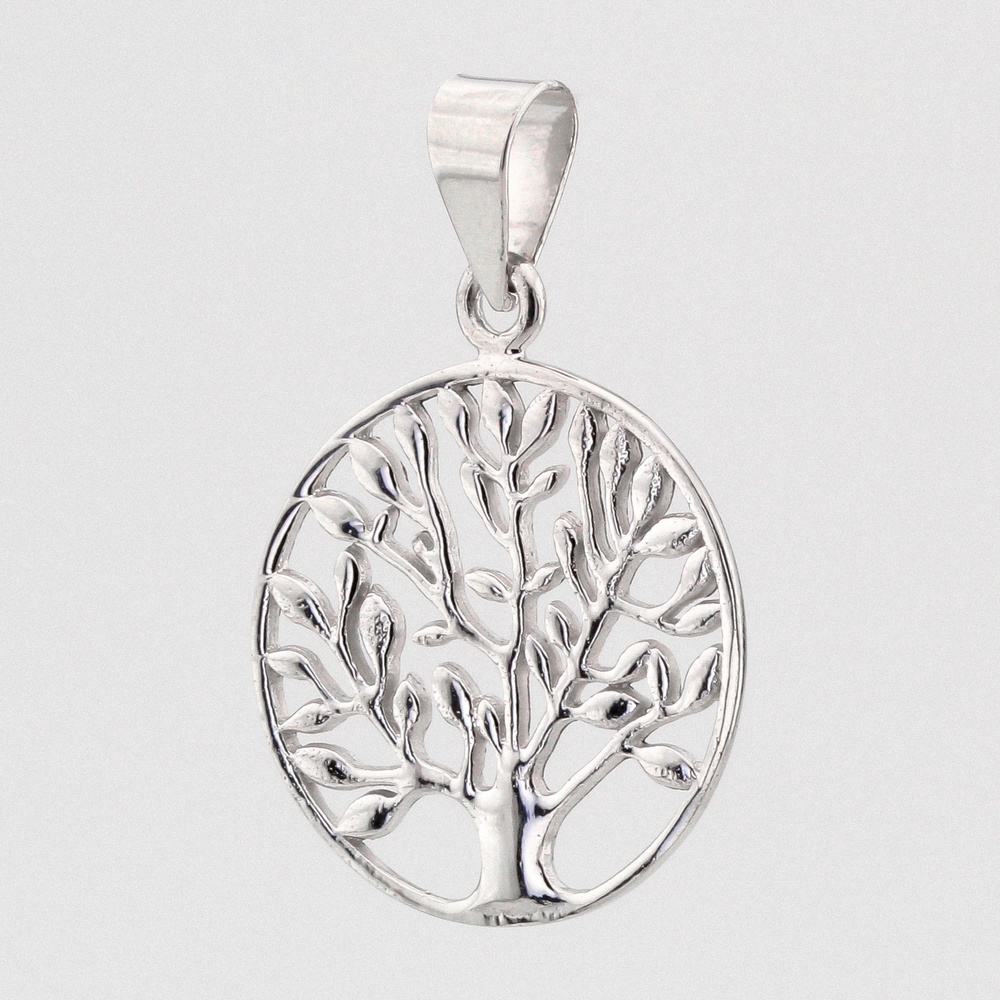 Кулон круглый "Дерево жизни" из серебра P13590
