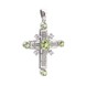Крестик из белого золота с зелеными хризолитами и фианитами 13104-3, Зеленый