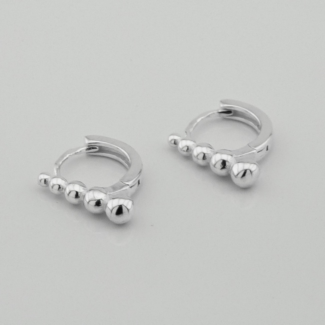 Срібні сережки з кульками гладкі без каменів c121880