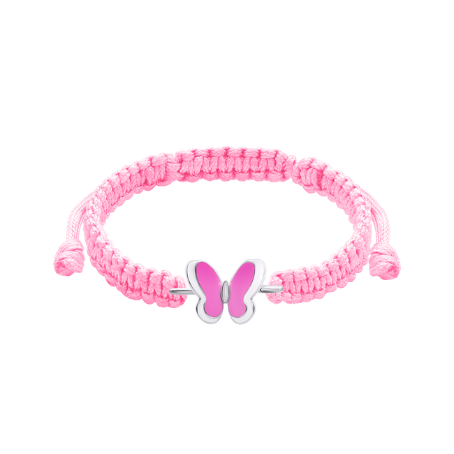 Браслет плетений розовый Бабочки розовые с эмалью (детский) 4195583006110511, Розовый