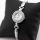 Срібний годинник жіночий з білими фіанітами (круглий) watch014, Білий