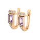 Золотые серьги классической фомы с аметистами октагон и фианитами 12121am, Фиолетовый