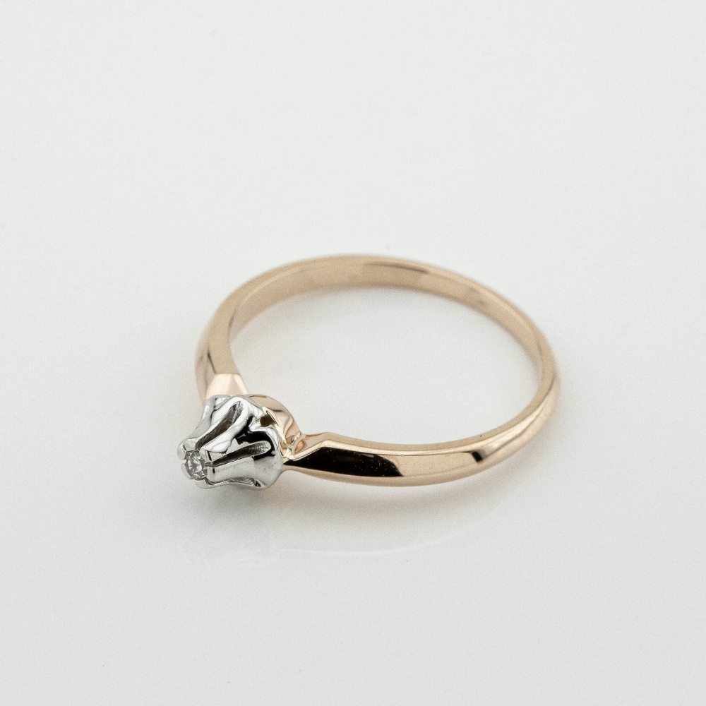 Золотое кольцо с бриллиантом ro11543, 16 размер