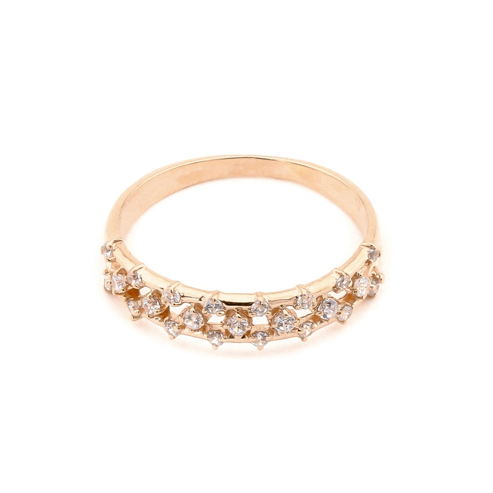 Золотое кольцо с белыми фианитами росыпью 111070-1