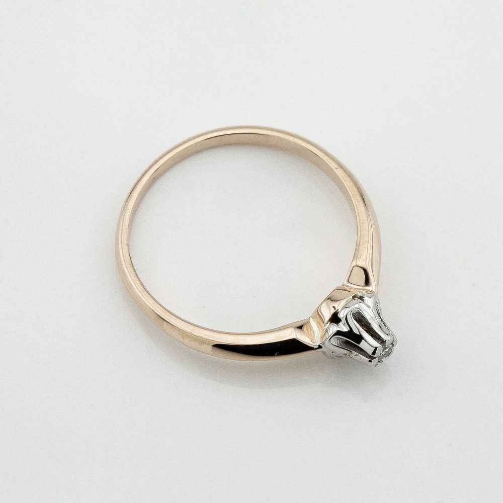 Золотое кольцо с бриллиантом ro11543, 16 размер