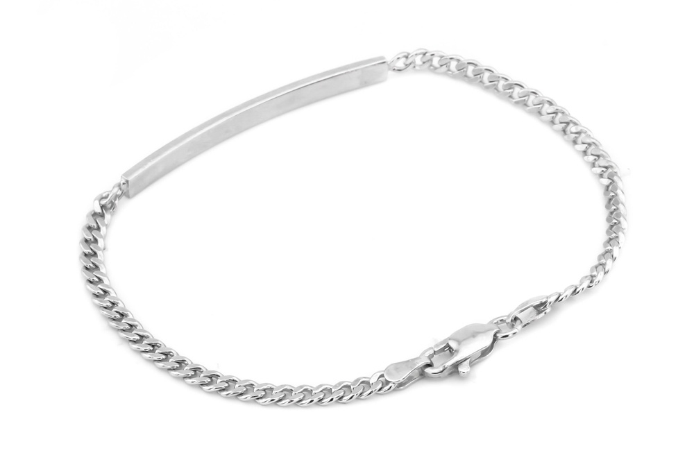 Мягкий браслет-цепь с пластиной из серебра CB15147, 19 размер