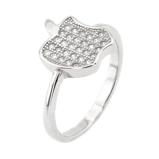 Серебряное кольцо "Яблоко" с белыми фианитами КК2Ф/1005-В, 16 размер, 16, Белый