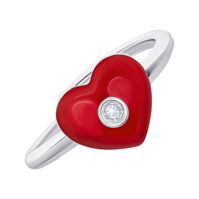 Детское кольцо Сердечко с красной эмалью и фианитом 1195824006071701, Красный, UmaUmi Symbols
