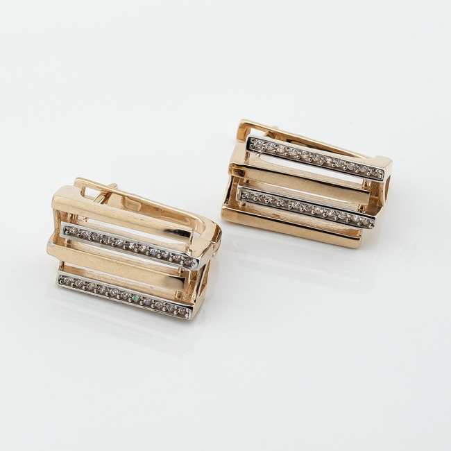 Золоті сережки з білими фіанітами c121955
