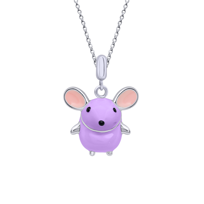 Детский кулон Мышка Фиолетовый с эмалью из серебра (16х18) Арт. 5429uuk3-1