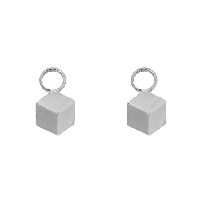 Серебряные подвесы на серьги "Кубики 2" без вставок, ms360