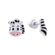 Дитячі срібні сережки гвоздики Зебренок з прапорцем з емаллю біло-чорні 2105703006020501, Білий|Чорний, UmaUmi Zoo