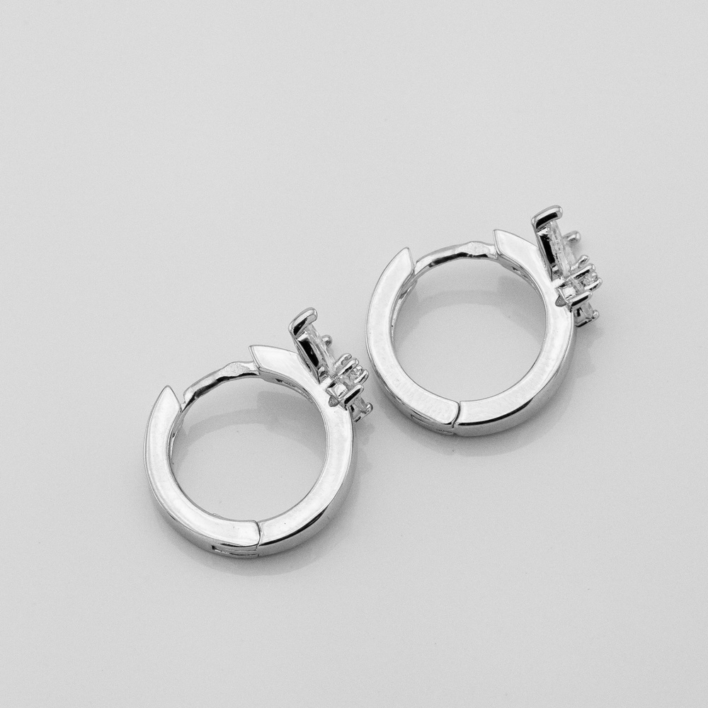 Серебряные серьги-кольца Бабочка с фианитами 3202306