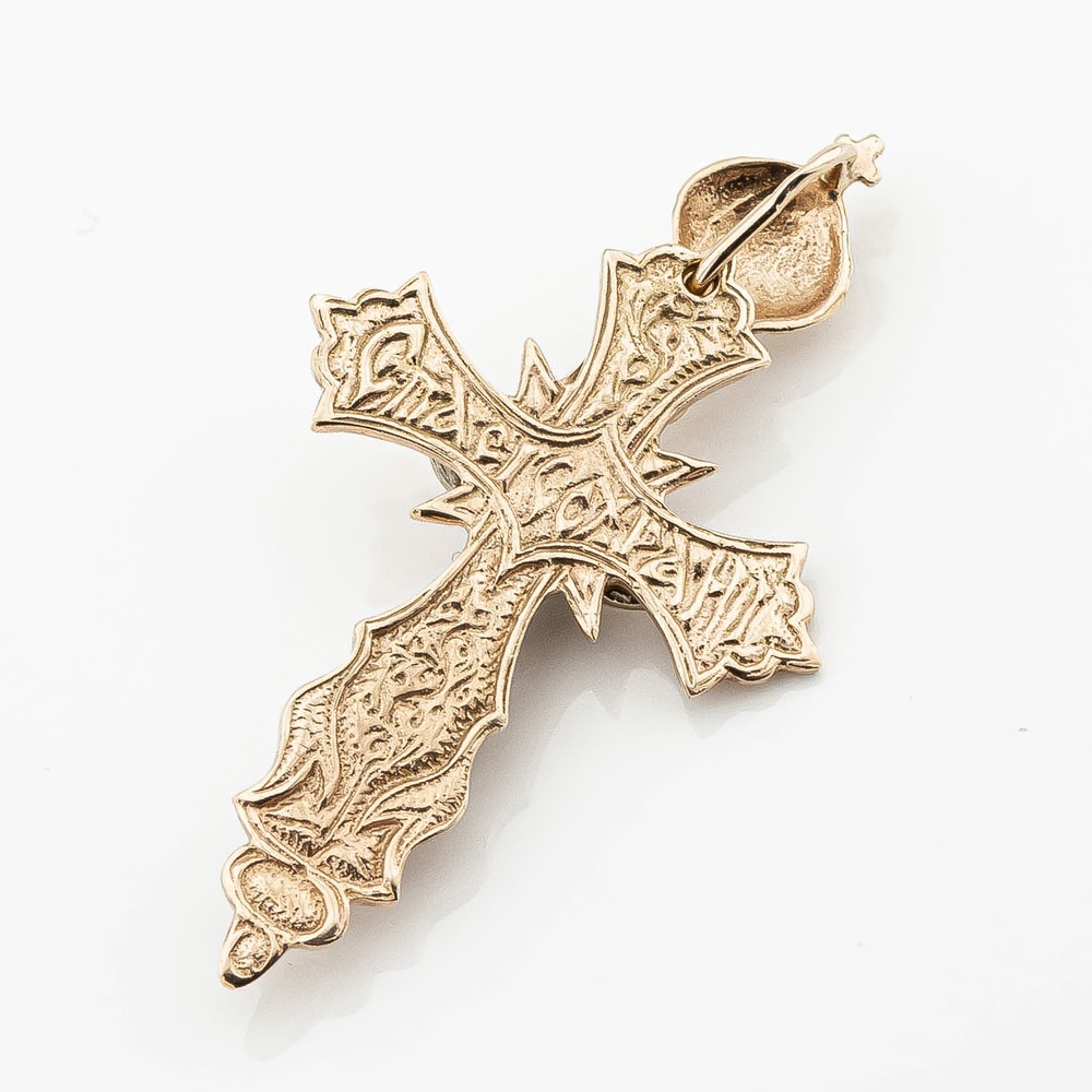 Золотой крестик с распятием (Спаси и Сохрани) p131023