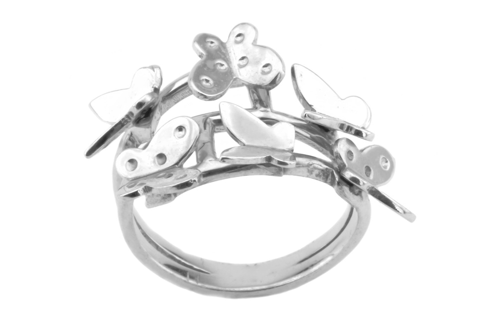 Срібний перстень з метеликами без вставок СК11046, 16,5 розмір, 16-5