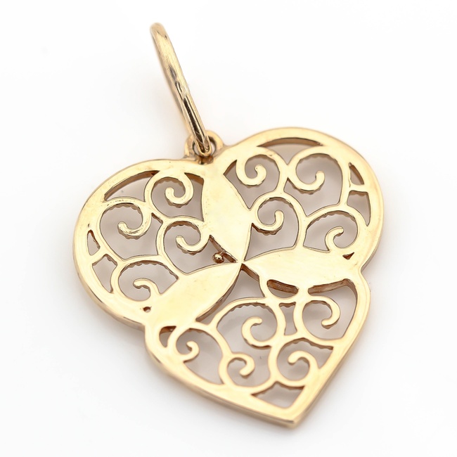 Золотая подвеска Сердце с орнаментом КР13161