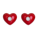 Сережки-пуссеты Сердечко с красной эмалью и фианитами 2195824006070501, Красный, UmaUmi Symbols