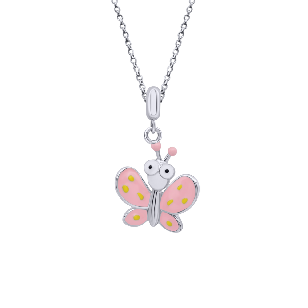 Срібний Метелик Рожевий з емаллю для дівчинки (14х15) Арт. 5430uuk2-1
