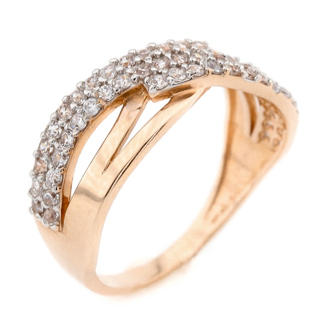 Золотое кольцо с белыми фианитами дорожки КК11171, 18 размер, 18, Белый