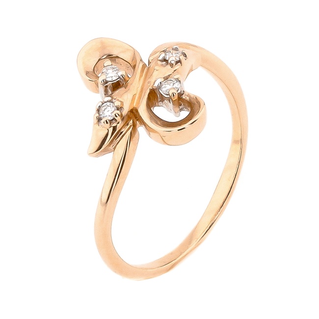 Золотое кольцо фигурное с бриллиантами YZ30354, 17,5 размер