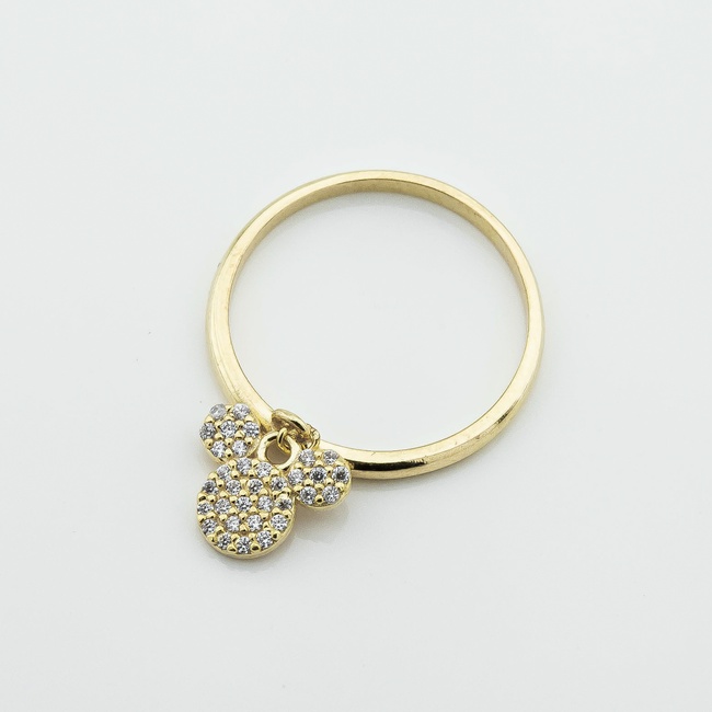 Позолоченное серебряное кольцо с фианитами с подвеской 3102031, 17 размер