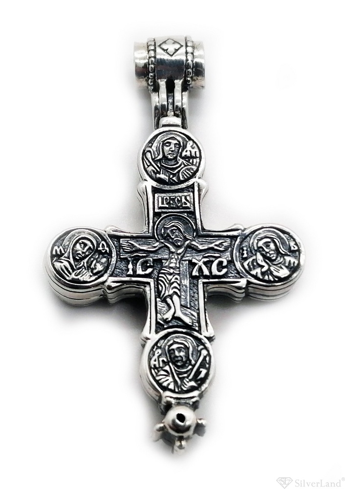Серебряный Крест 14 Мощевик с чернением функциональный (открывающийся на магните) 2042-IDE