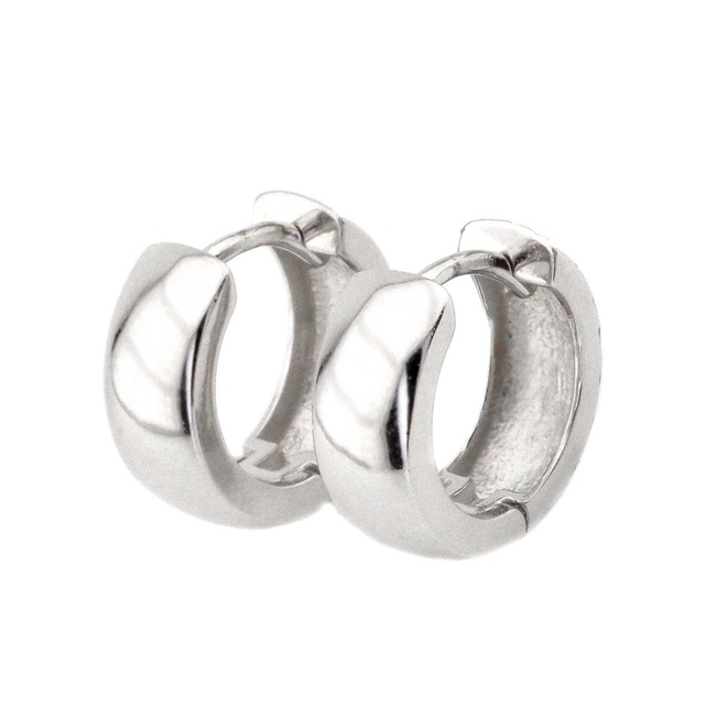 Классические широкие серебряные серьги-кольца гладкие (1,5 см) C12740