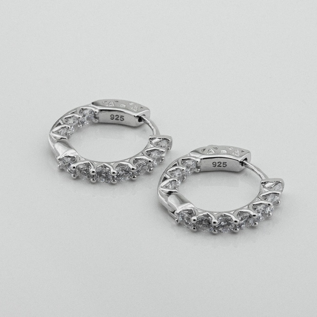 Серебряные серьги-кольца с фианитами 3201999