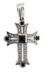 Декоративный серебряный Крест 16 фигурный с черными и белыми фианитами 2044-IDE, Черный|Белый