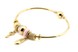 Браслет из желтого золота с шармами (жесткий) КВ15020, Белый|Розовый