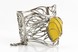 Широкий срібний браслет жорсткий ажурний з жовтим бурштином 15633, Жовтий