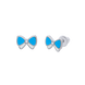Срібні сережки пусети Бантик Блакитний з емаллю (6,5х9,5) для дівчинки Арт. 2105582006040501