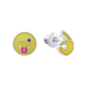 Дитячі срібні сережки пусети Ти завжди ОК (смайлик) жовті з емаллю 2105725006050501, Жовтий, UmaUmi Lumi Smiles