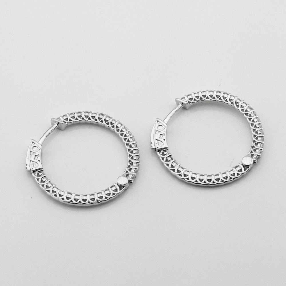 Серебряные серьги-кольца с фианитами 3202002