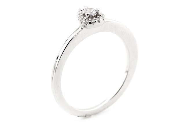 Тонкое серебряное кольцо Капля с фианитами СК11128, 17,5 размер, 17-5, Белый