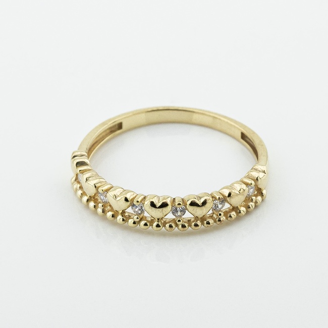 Позолоченное серебряное кольцо Сердечки с фианитами 3102036, 17,5 размер