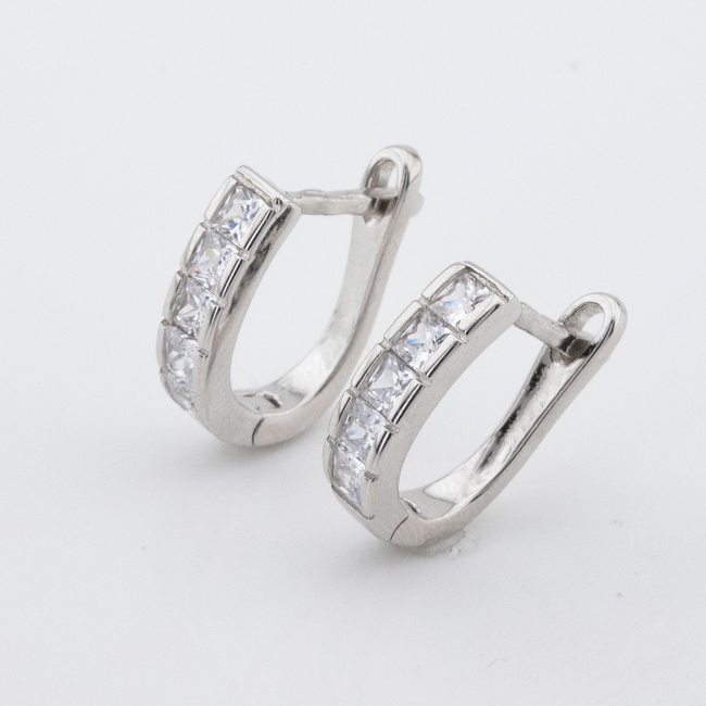 Срібні сережки Доріжки з білими фіанітамиC121434