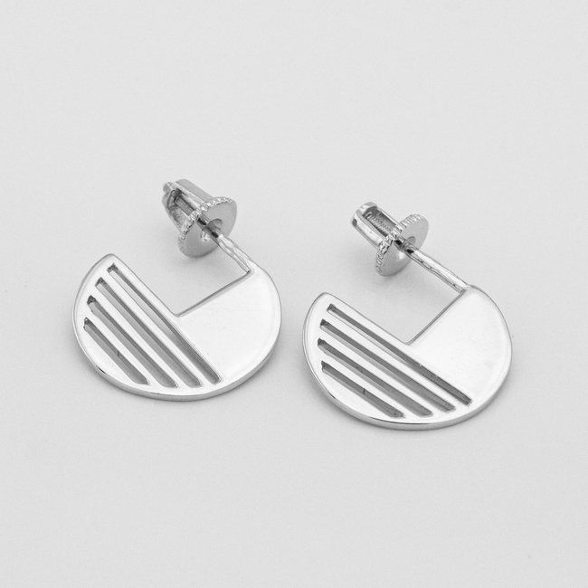 Срібні сережки-гвоздики Геометрія (⌀1,7 см) 1201145-4