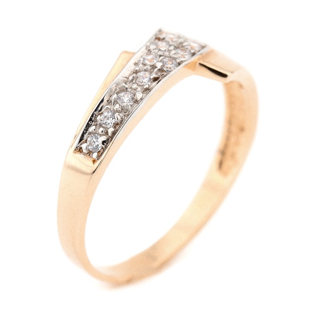 Женское кольцо с фианитами из красного золота 585 пробы КК11230, 18,5 размер, 18-5, Белый