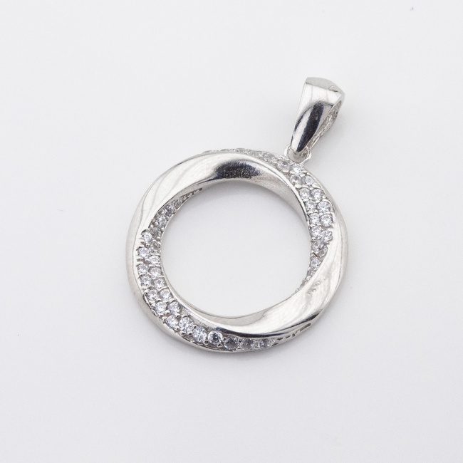 Серебряная подвеска Круг (кольцо) с белыми фианитами P13765, Белый