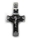 Дерев'яний ебеновий Хрест 17 Розп'яття Христа (Спаси та Збережи) зі сріблом , білими фіанітами 2047-IDE, Чорний
