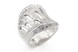 Срібний перстень вигнуте широке стуктура кори з фіанітами СК11097, 17 розмір, 17, Білий