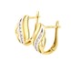 Золоті фігурні сережки широкі з фіанітами доріжкою C12527, Білий
