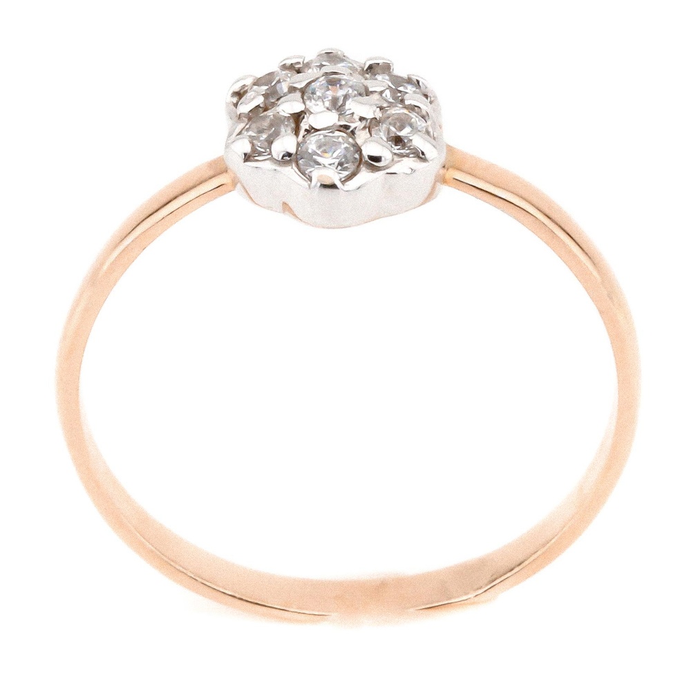 Классическое Золотое кольцо с цветком фианитами КК11046, 16 размер