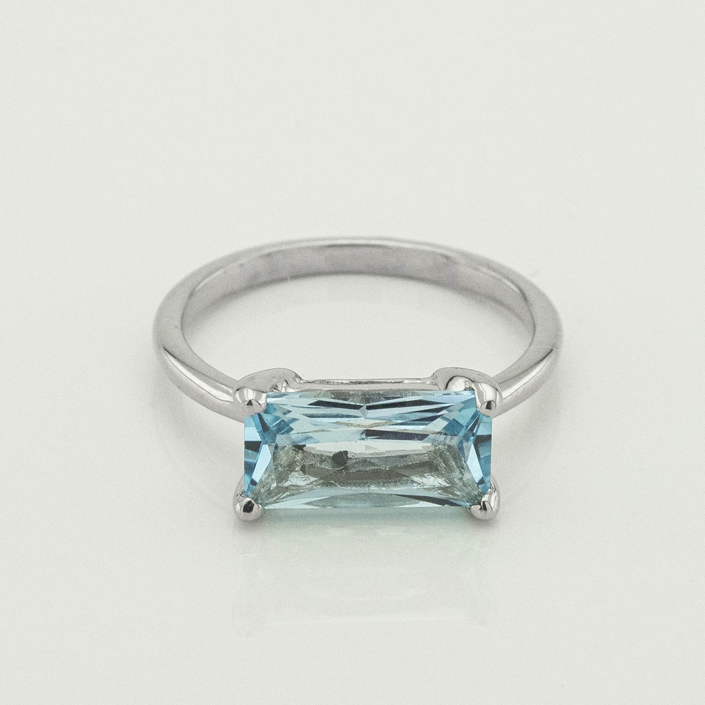 Серебряное кольцо Багет с топазом 3101945-4top, 17 размер
